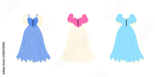 Woman beautiful dress of princess variant color dress vector stock element