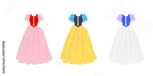 Woman beautiful dress of princess variant color dress vector stock element