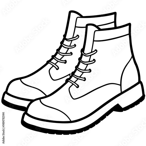 Black Desert Boots Silhouette on White Background