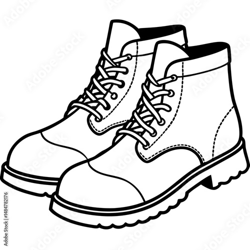 Black Desert Boots Silhouette on White Background