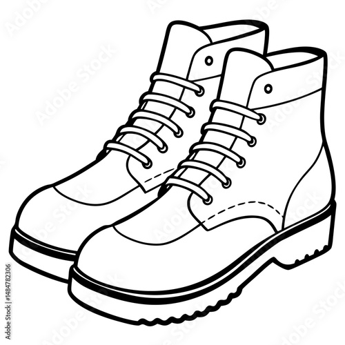 Black Desert Boots Silhouette on White Background