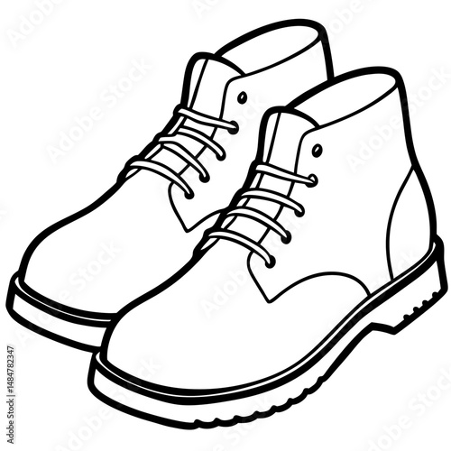Black Desert Boots Silhouette on White Background