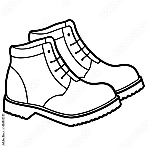 Black Desert Boots Silhouette on White Background