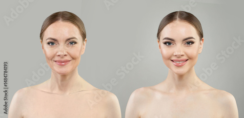 Photography Cheerful young model woman and mature woman