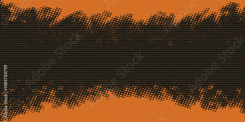 Abstract Geometric orange  Frame Grunge Texture With Halftone Pattern Design In Black Background
