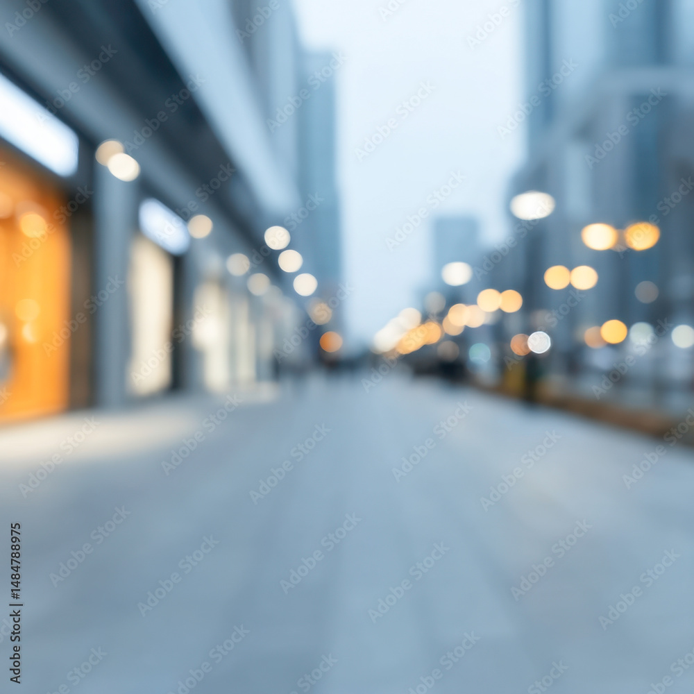 Fototapeta premium City streets bustling with activity during a cool twilight hour in an urban atmosphere