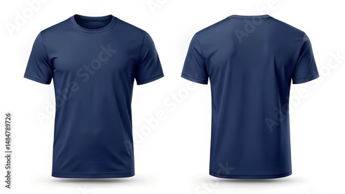 Blank T Shirt Navy mockup  Template Front and Back
