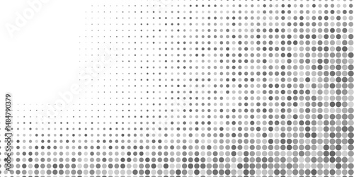 Abstract vector illustration with small circle and pixels. Dot halftone with randomus opacity