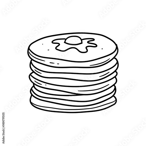 Stack of Pancakes with Syrup Outline