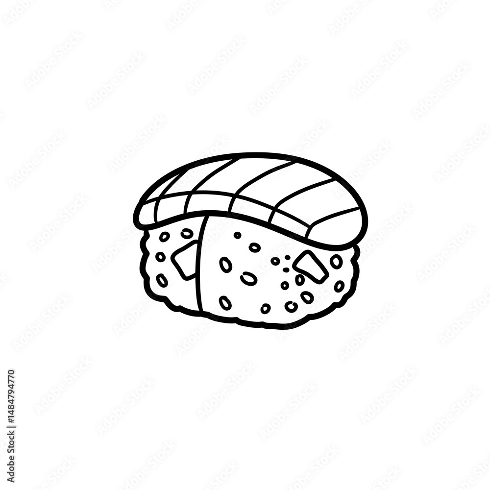 Fototapeta premium Sushi Nigiri Outline Illustration