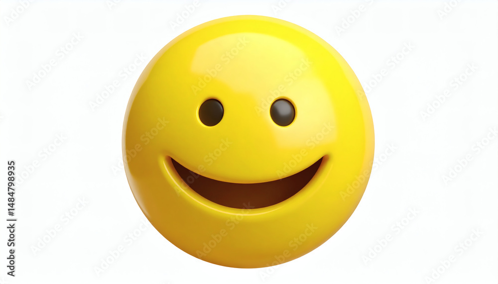 Yellow smiling emoji face icon with cheerful expression for digital communication, social media, and fun graphic designs Yellow smiling emoji face icon with cheerful expression for digital communication, social media, and fun graphic designs