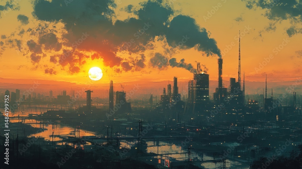 Naklejka premium Industrial Sunset