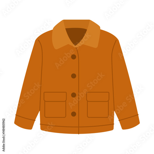 Brown Jacket Flat Vector Illustration