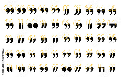 Quote Mark Vector Set. Quotation Marks, Speech Marks, Inverted Commas, Remark Sign Collection Vector Illustration.
