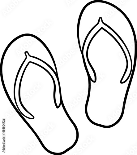  flip flop scattered black outline vector and illustration, coloring book page