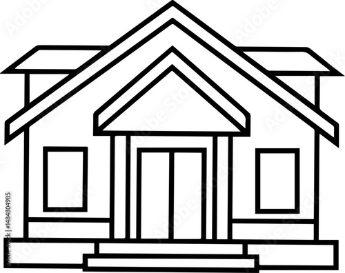 beautiful house black outline vector and illustration, coloring book page
