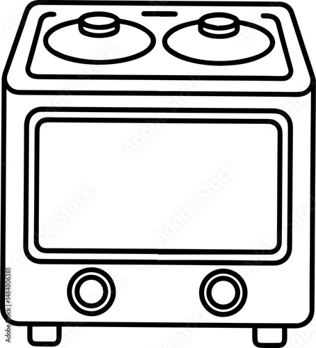 cooking stove black outline vector and illustration, coloring book page