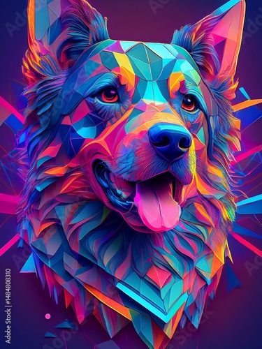 Colourful illustration of a dog 