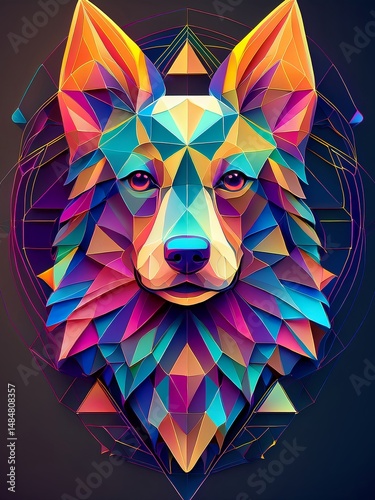 Colourful illustration of a dog 