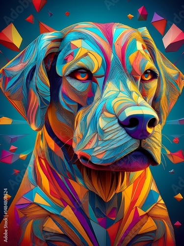 Colourful illustration of a dog 