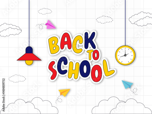 Back to school text vector design template. Welcome back to school banner, poster and web header Vector illustration.