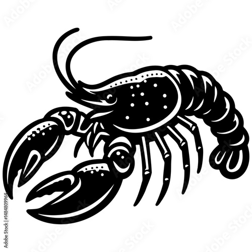 Crayfish Sketch Illustration.