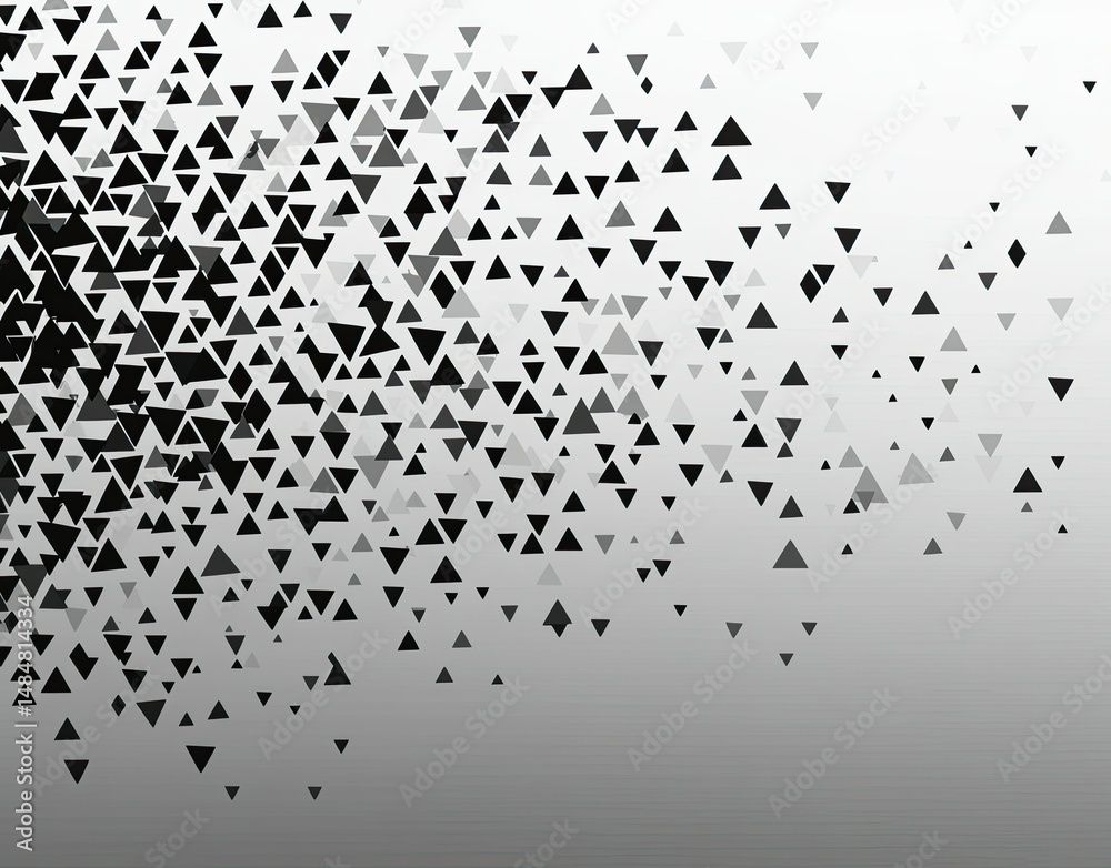 A black and white vector graphic of small triangles in an ombre pattern A black and white vector graphic of small triangles in an ombre pattern
