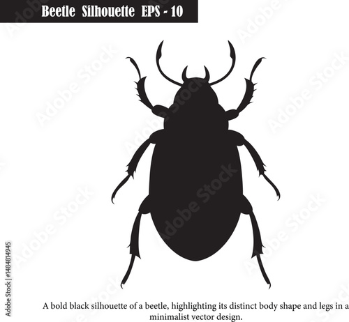 Black Beetle Silhouette Vector Illustration – Minimalist Bug Design for Graphic Projects