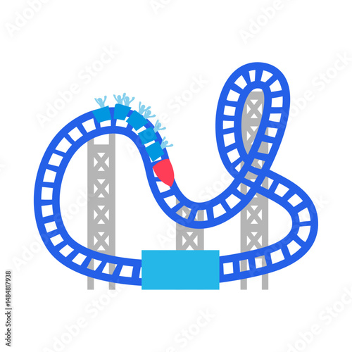 ジェットコースター。フラットなベクターイラスト。
Roller coaster. Flat vector illustration.