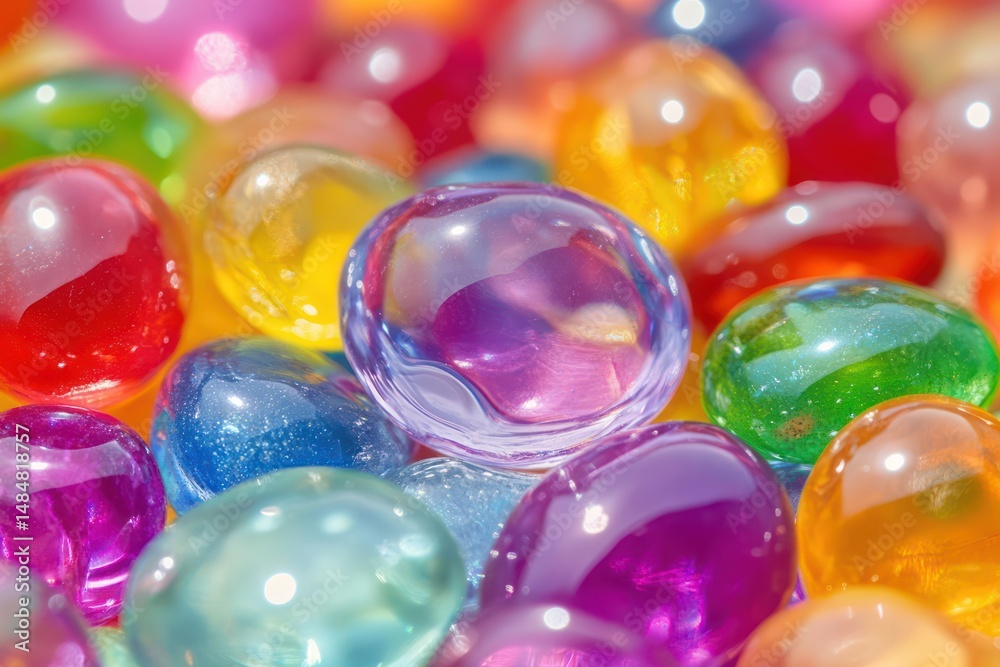 Shiny colorful pebbles creating vibrant textured macro background Shiny colorful pebbles creating vibrant textured macro background