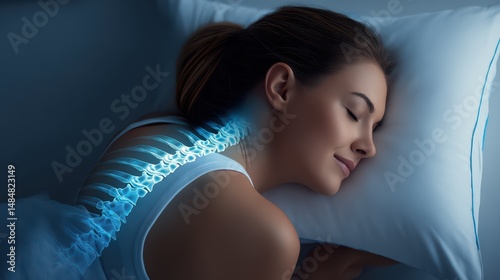 Healthy Spine Illustration in Female Sleep Position is a premium-quality stock image ideal for use in lifestyle blogs, health content, promotional campaigns, and editorial publications.