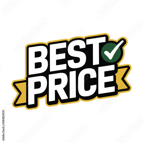 Best price guarantee label with a green check mark and stylish design for promotion