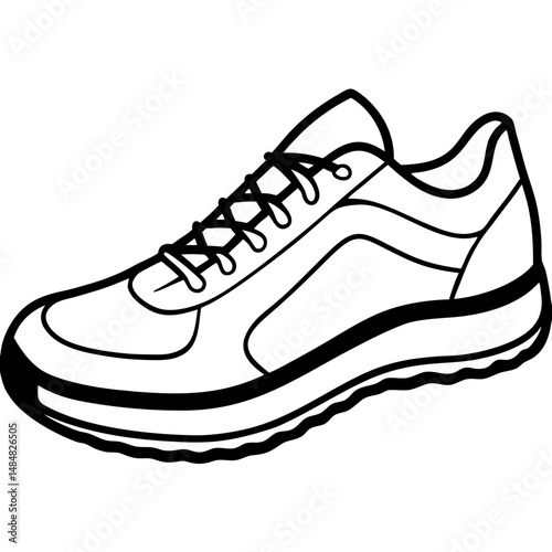 Black Tennis Shoes Silhouette Vector on White