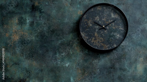 Wallpaper Mural A black clock with gold hands and numbers on a dark green wall. Torontodigital.ca