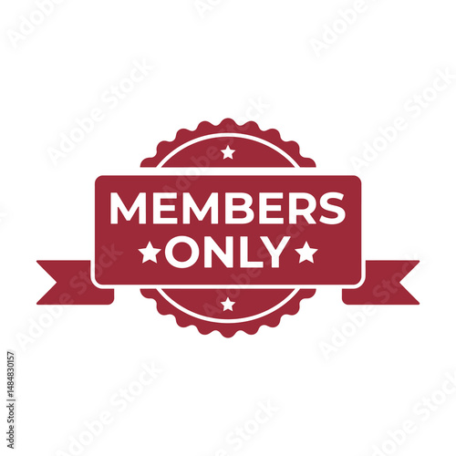 Red and white members only badge or seal for exclusive membership club applications