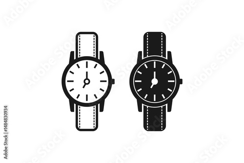 classic hand watch line and flat icon