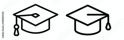 Graduation cap icon. line and glyph version, student hat outline and filled vector sign. Academic cap linear and full pictogram. Education symbol, logo illustration. Different style icons set.