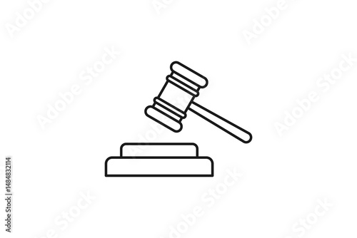 judge's hammer icon line design