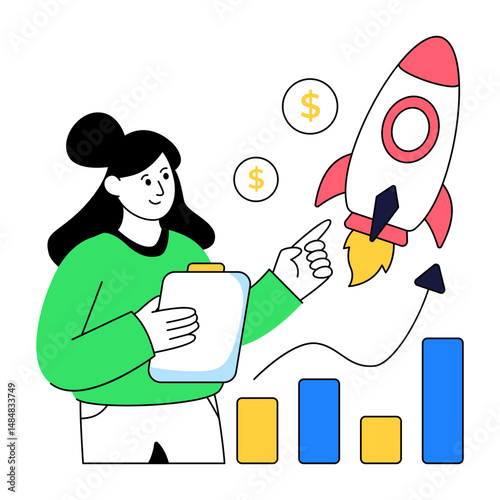 A colored design illustration of startup investment