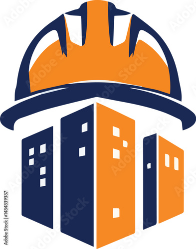vector illustration of construction helmet and building - Construction Company Logo
