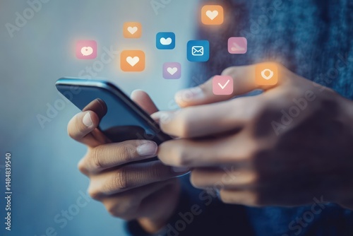 Smartphone displays social media activity and likes