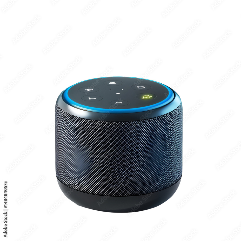 Fototapeta premium Playing music with a smart speaker home digital device modern environment close-up view technology concept