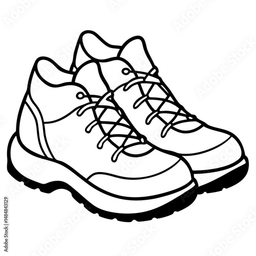Simple Black Hiking Shoes Silhouette Vector on White