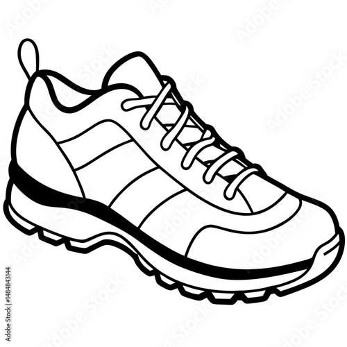 Simple Black Hiking Shoes Silhouette Vector on White