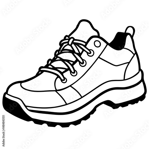 Simple Black Hiking Shoes Silhouette Vector on White