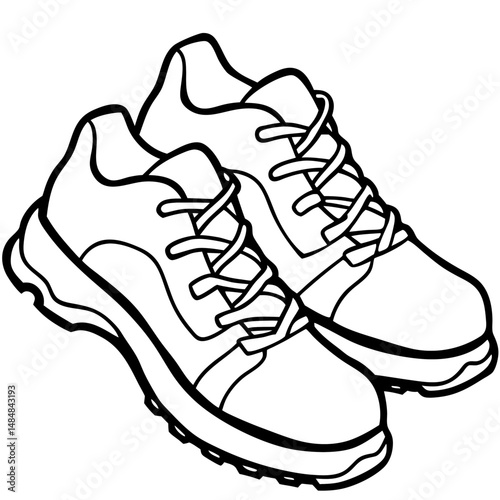 Simple Black Hiking Shoes Silhouette Vector on White