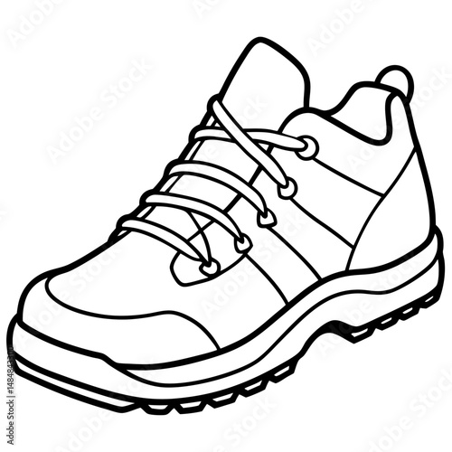 Simple Black Hiking Shoes Silhouette Vector on White