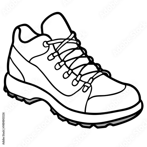 Simple Black Hiking Shoes Silhouette Vector on White