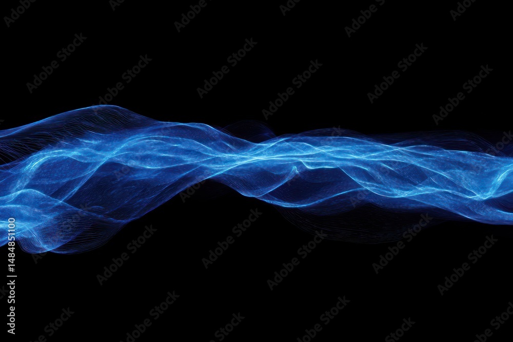 Fototapeta premium Abstract blue digital light trails on black background