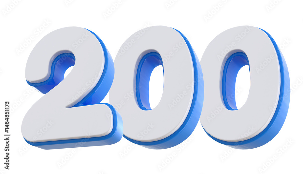 3D Blue Number 200 3D Blue Number 200